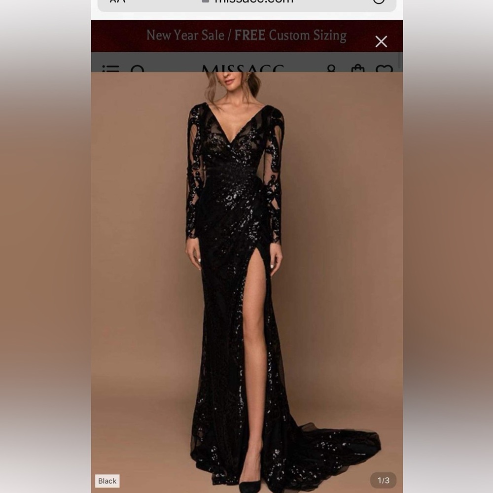 Women’s floor length black dress